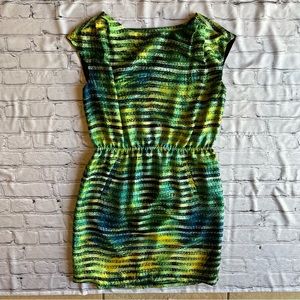 Chaus Women Dress Stripe Fit Flare Sleeveless Scoop Neck Pockets Pullover 10